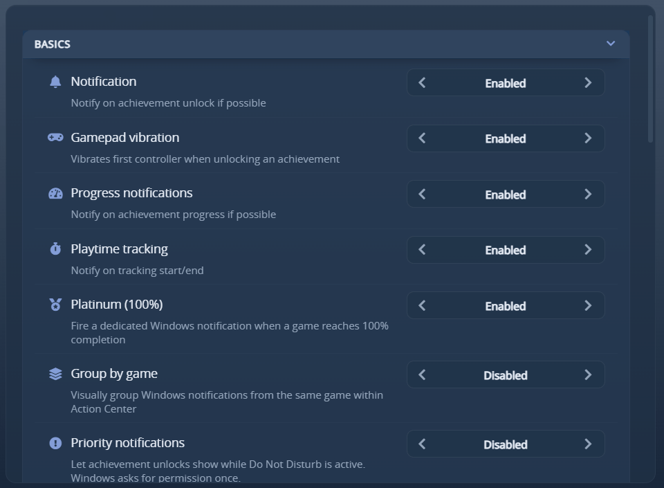 Settings - Notification
