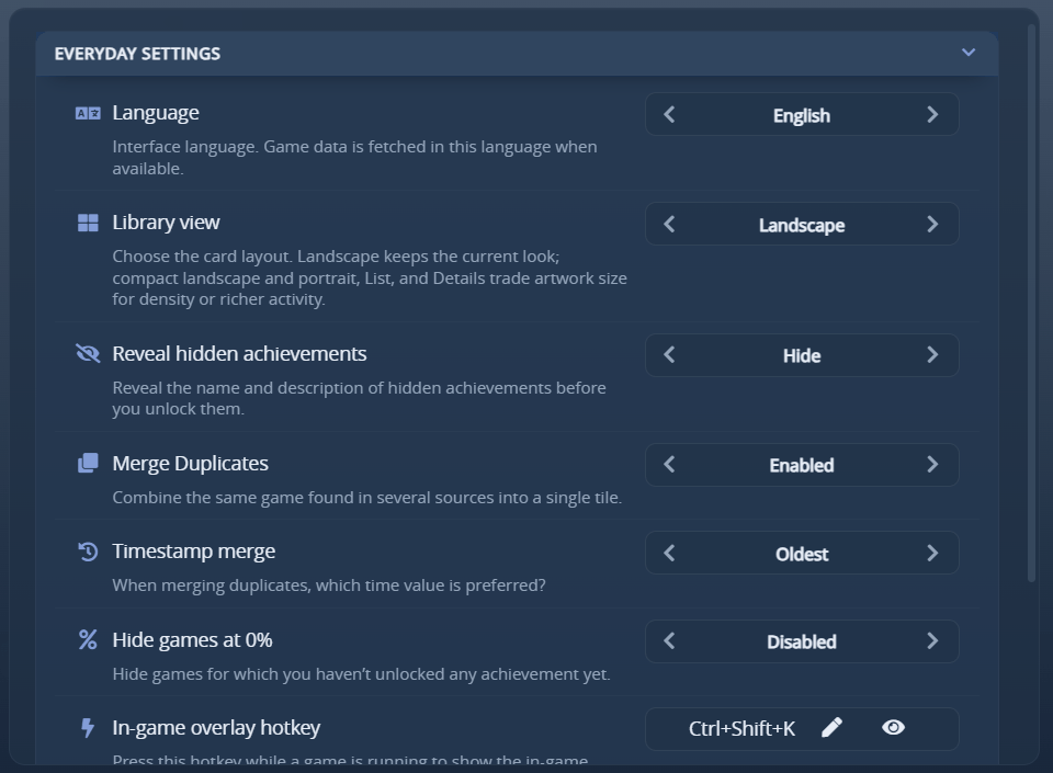 AW Next settings